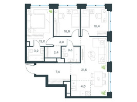 Планировка 4+ комнатной(квартира) площадью 78.7 квадратных метров в “ЖК Левел Звенигородская”