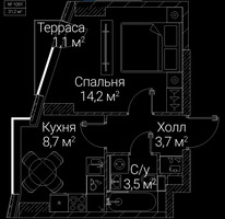 Планировка однокомнатной(квартира) площадью 31.2 квадратных метров в “ЖК СЕЗАР БУДУЩЕЕ”