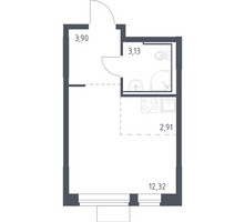 Планировка студии(квартира) площадью 22.26 квадратных метров в “ЖК Молжаниново”