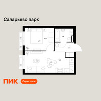 Планировка однокомнатной(квартира) площадью 34.6 квадратных метров в “ЖК Саларьево парк”