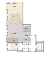 Планировка трехкомнатной(квартира) площадью 157 квадратных метров в “ЖК Savvin River Residence”