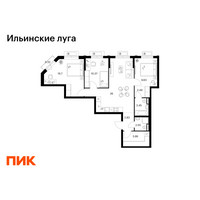 Планировка трехкомнатной(квартира) площадью 80.3 квадратных метров в “ЖК Ильинские луга”