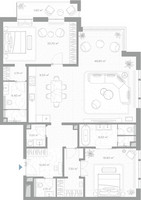 Планировка двухкомнатной(квартира) площадью 147.5 квадратных метров в “ЖК Николь”