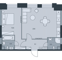 Планировка двухкомнатной(квартира) площадью 56.2 квадратных метров в “ЖК Ever (Эвер)”