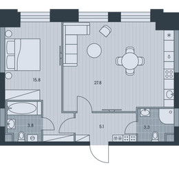 Планировка двухкомнатной(квартира) площадью 56.2 квадратных метров в ЖК “ЖК Ever (Эвер)”
