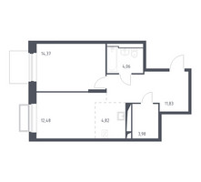 Планировка однокомнатной(квартира) площадью 51 квадратных метров в “ЖК Долина Яузы”