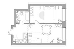 Планировка однокомнатной(квартира) площадью 48.17 квадратных метров в “ЖК Павелецкая от Гранель”