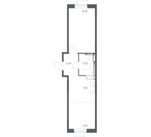 Планировка однокомнатной(квартира) площадью 43.84 квадратных метров в “ЖК Пятницкие луга”