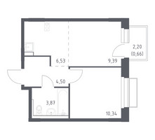 Планировка однокомнатной(квартира) площадью 35.29 квадратных метров в “ЖК Новое Внуково”