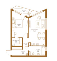 Планировка однокомнатной(квартира) площадью 51.93 квадратных метров в “ЖК Champine (Шампайн)”