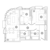 Планировка трехкомнатной(квартира) площадью 78.5 квадратных метров в “ЖК УНО Соколиная гора”
