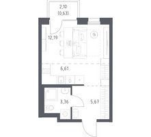 Планировка студии(квартира) площадью 28.46 квадратных метров в “ЖК Новое Внуково”