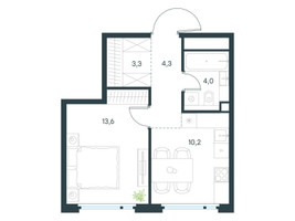 Планировка однокомнатной(квартира) площадью 35.4 квадратных метров в “ЖК Левел Нижегородская”