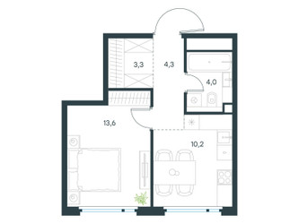 Планировка однокомнатной(квартира) площадью 35.4 квадратных метров в ЖК “ЖК Левел Нижегородская”