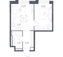 Планировка однокомнатной(квартира) площадью 39.13 квадратных метров в “ЖК Верейская 41”