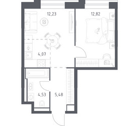 Планировка однокомнатной(квартира) площадью 39.13 квадратных метров в ЖК “ЖК Верейская 41”