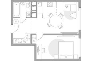 Планировка двухкомнатной(квартира) площадью 47.4 квадратных метров в “ЖК Бригантина”