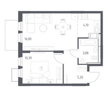 Планировка однокомнатной(квартира) площадью 40.37 квадратных метров в “ЖК Большое Путилково”