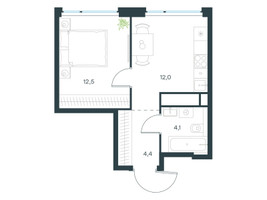 Планировка однокомнатной(квартира) площадью 33 квадратных метров в “ЖК Level Мичуринский”
