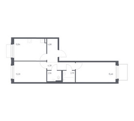 Планировка двухкомнатной(квартира) площадью 57.51 квадратных метров в ЖК “ЖК Новое Внуково”