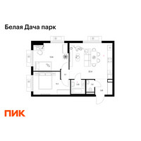 Планировка двухкомнатной(квартира) площадью 56.1 квадратных метров в “ЖК Белая Дача парк”