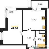 Планировка однокомнатной(квартира) площадью 41 квадратных метров в “Павлово 3”