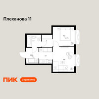 Планировка однокомнатной(квартира) площадью 35.9 квадратных метров в “ЖК Плеханова 11”
