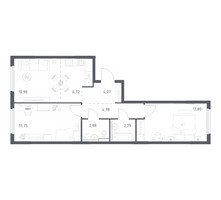 Планировка двухкомнатной(квартира) площадью 59.97 квадратных метров в “ЖК Пригород Лесное”
