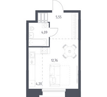 Планировка студии(апартаменты) площадью 26.6 квадратных метров в “ЖК Апарт-отель Тропарево парк”