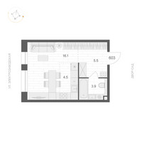 Планировка студии(квартира) площадью 30 квадратных метров в “ЖК АРТЕЛЬ”