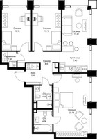 Планировка трехкомнатной(квартира) площадью 90.31 квадратных метров в “ЖК СЕТ”