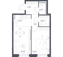 Планировка однокомнатной(квартира) площадью 41.75 квадратных метров в “ЖК Квартал Строгино”