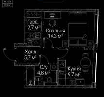 Планировка однокомнатной(квартира) площадью 37.2 квадратных метров в “ЖК СЕЗАР БУДУЩЕЕ”