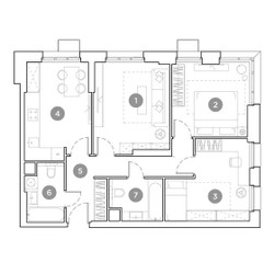 Планировка трехкомнатной(квартира) площадью 71.9 квадратных метров в ЖК “ЖК Гоголь парк”