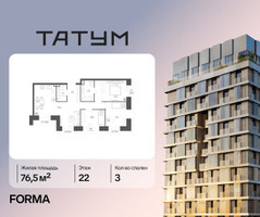 Планировка трехкомнатной(квартира) площадью 76.5 квадратных метров в “ЖК Татум”