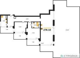 Планировка двухкомнатной(квартира) площадью 278.1 квадратных метров в “ЖК RED7”
