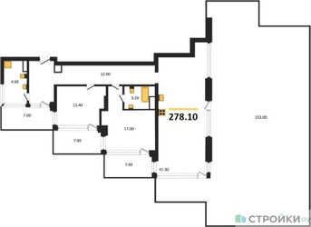 Планировка двухкомнатной(квартира) площадью 278.1 квадратных метров в ЖК “ЖК RED7”
