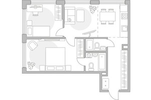 Планировка трехкомнатной(квартира) площадью 61.61 квадратных метров в “ЖК Мневники от Гранель”