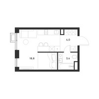 Планировка студии(квартира) площадью 26.2 квадратных метров в “ЖК Форевиль”