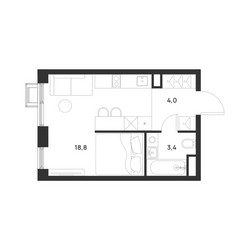 Планировка студии(квартира) площадью 26.2 квадратных метров в ЖК “ЖК Форевиль”