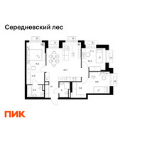 Планировка трехкомнатной(квартира) площадью 78.3 квадратных метров в “ЖК Середневский лес”