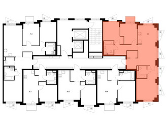 Планировка трехкомнатной(квартира) площадью 80 квадратных метров в ЖК “ЖК Онежский вал”