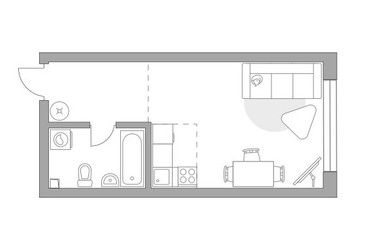 Планировка студии(квартира) площадью 29.88 квадратных метров в ЖК “ЖК Тринити”