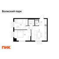 Планировка двухкомнатной(квартира) площадью 49.7 квадратных метров в “ЖК Волжский Парк”