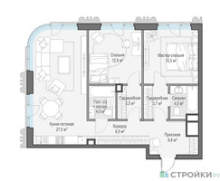 Планировка двухкомнатной(квартира) площадью 82 квадратных метров в “Квартал Тишинский Бульвар”