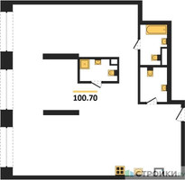 Планировка двухкомнатной(квартира) площадью 100.7 квадратных метров в “ЖК Luzhniki Collection (Коллекция Лужники)”