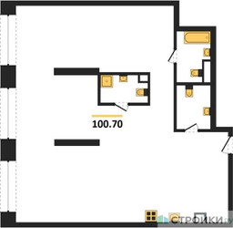 Планировка двухкомнатной(квартира) площадью 100.7 квадратных метров в ЖК “ЖК Luzhniki Collection (Коллекция Лужники)”