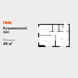 Планировка двухкомнатной(квартира) площадью 46 квадратных метров в ЖК “ЖК Кузьминский лес”