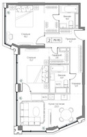 Планировка двухкомнатной(квартира) площадью 79 квадратных метров в “ЖК Дрим Рива”