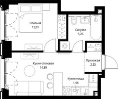 Планировка однокомнатной(квартира) площадью 36.37 квадратных метров в “ЖК Сити Бэй”